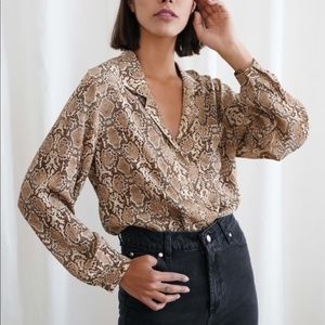 Anine Bing Lilah Python Blouse, M